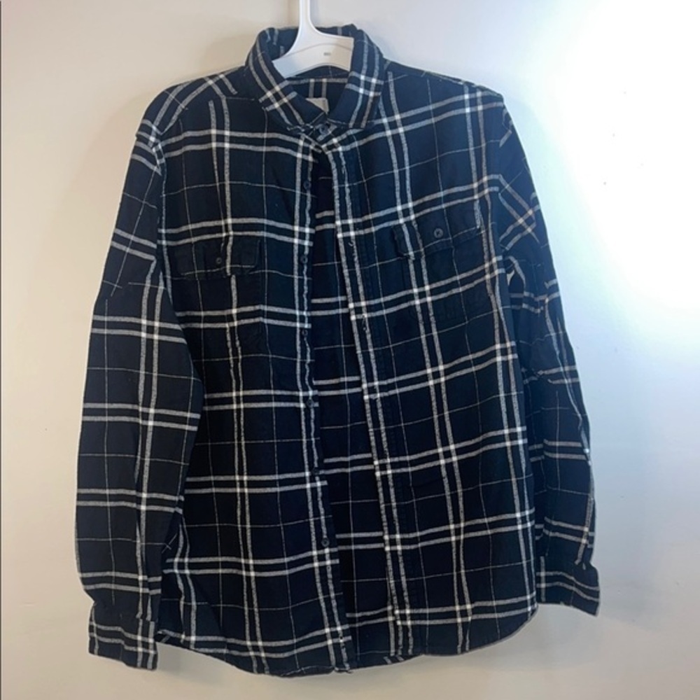 Goodfellow & Co Black White Plaid Casual Button Down Shirt Medium #29 🏷️